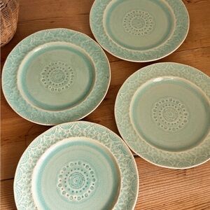 Anthropologie Havana Mint Turquoise Set of 4 Salad plates